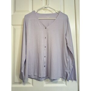 Eileen Fisher 100% Organic Cotton Casual Coastal Minimal Purple Shirt Size Large